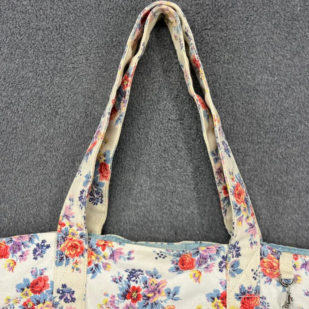 New Look Floral Canvas Tote Bag Womens‎ Large Ivory Blue Cottagecore Garden Bag